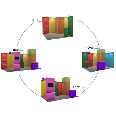 3x3 3x4 3x5 পোর্টেবল ট্রেড শো বুথ ওয়াল মডুলার SEG ফ্যাব্রিক সিস্টেম